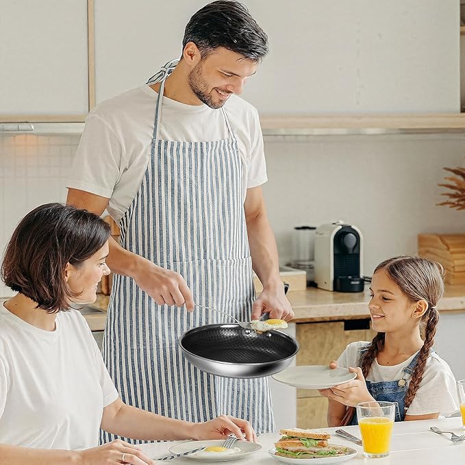 USELUCK 12 Inch Frying Pan,Non Stick Frying Pans,Stainless Steel Skillet,Non-Toxic,PFAS-Free,Suitable for All Cooktops.
