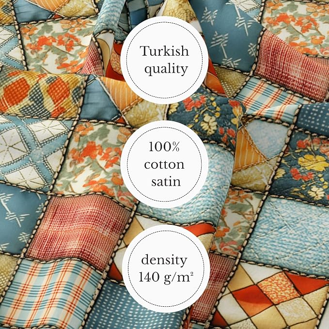 100% Cotton Fabric by the Yard – Turkish Quality Quilting & Sewing Fabric, 1 Yard x 1.69 Yards Wide, Patchwork Cotton for Crafts