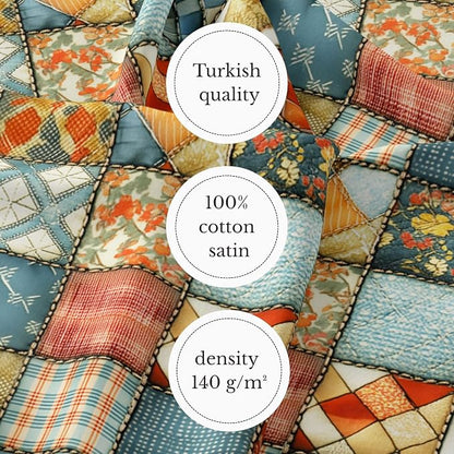 100% Cotton Fabric by the Yard – Turkish Quality Quilting & Sewing Fabric, 1 Yard x 1.69 Yards Wide, Patchwork Cotton for Crafts