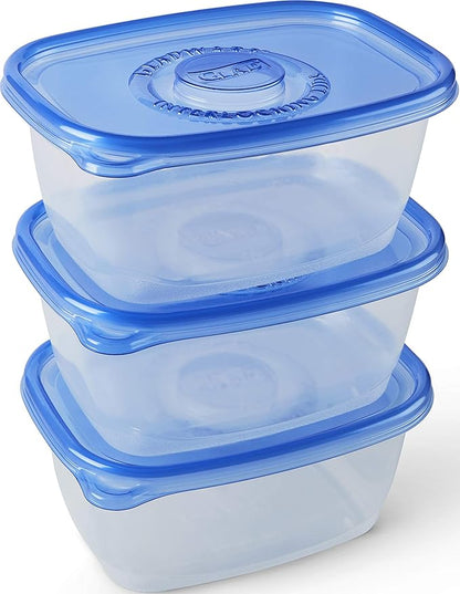 Glad GladWare Deep Dish Food Storage Containers Lids Large Rectangle BPA Free Meal Prep Microwave Dishwasher Safe Lock Tight Seal 64 OZ 3 Count 6 Pack