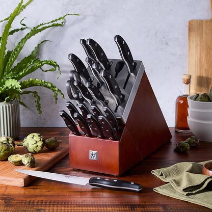 ZWILLING Twin Signature 20-Piece Razor-Sharp German Knife Block Set, Made in Company-Owned German Factory with Special Formula Steel perfected for almost 300 Years, Dishwasher Safe