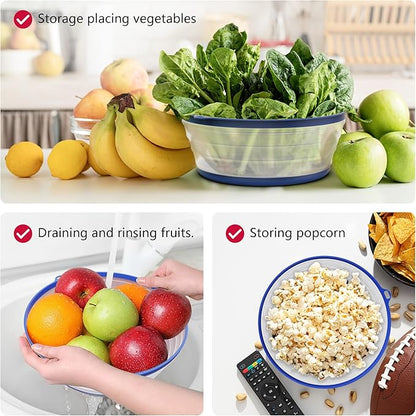 WVM Microwave Splatter Cover Vented for Food with Hook Hole, Splatter Guard & Colander Kitchen Gadget for Food, Meal Prep, Blue, M(11"x3.26")-Pack of 1