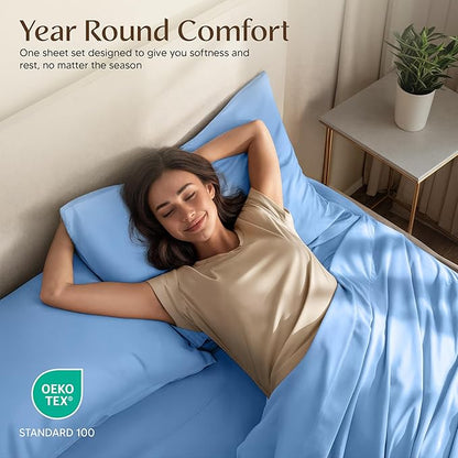 Utopia Bedding King Size Sheet Set – 4 Piece Bed Sheets, Soft and Breathable Microfiber, Includes 1 Fitted Sheet, 1 Flat Sheet and 2 Pillowcases – Oeko Tex (Dutch Blue)