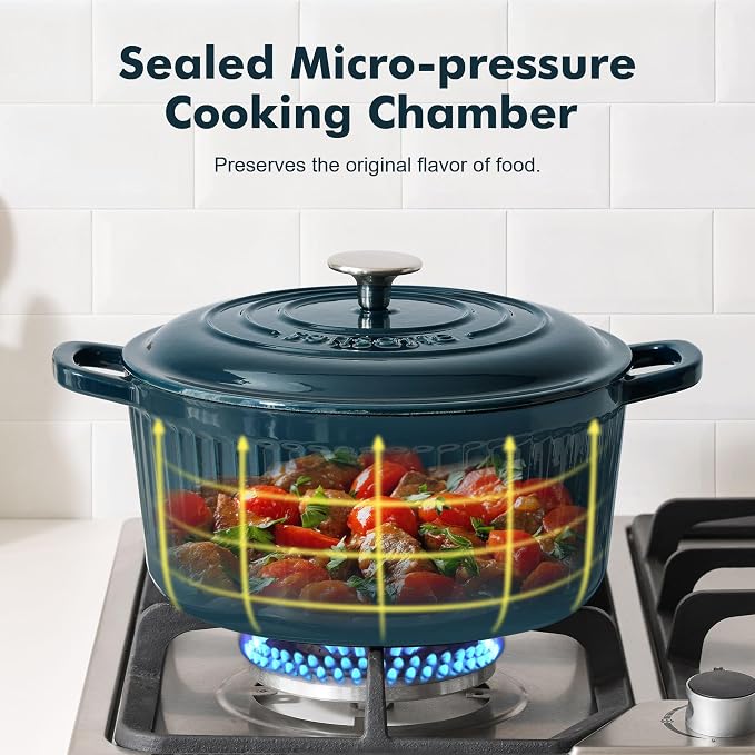 SENSARTE Enameled Cast Iron Dutch Oven Pot with Lid 3.5/5.5/6.5 Quart Heavy-Duty Round Dual Handles Kitchen Pot with Cotton Potholders & Silicone Trivet, Pot for Bread Baking, Stews, Braising, Roasting, Oven Safe, 3.5 Quart, Emerald Green