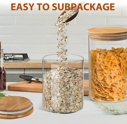ENLOY Glass Food Storage Jars 32 OZ Set of 3, 3 Pack Airtight Food Storage Jar with Bamboo Lid, Clear Food Canisters for Nuts, Coffee Beans, Sugar, Flour, Snacks, Spice and More (950ml)