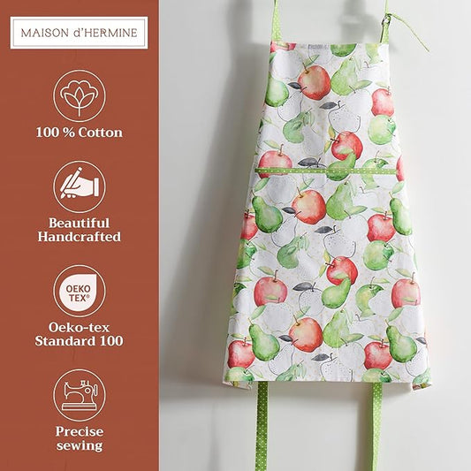 Maison d' Hermine 100% Cotton Apron for women with Pocket Kitchen Chef Apron for Men Cooking Spring Summer