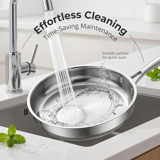 Stainless Steel Cookware Set, 16-Piece Pots and Pans Set Non Toxic, Kitchen Induction Cookware with Glass Lids, Steamer, Utensil Sets, Pot Protectors & Apron, Oven & Dishwasher Safe, Silver