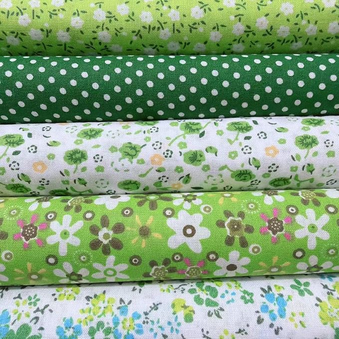7Pcs 20" x 20" Cotton Fabric DIY Making Supplies Quilting Patchwork Fabric Fat Quarter Bundles DIY for Quilting Cotton Patchwork Cushions (Green Mix, 20 x 20 inches)