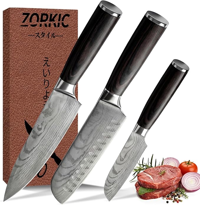 Kitchen Knife, High Carbon Stainless Steel Professional Sharp Chef Knife Set, Japanese Chefs Knives for Home Food Cooking Meat Cutting, Chopping Knife