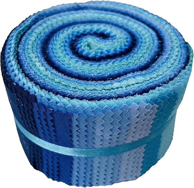40 Strip Jelly Roll Fabric Strips for Sewing, 100% Cotton for Quilting Crafting, Precut Bundles-2.5" x 44" Blue Solid Color Fabric