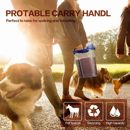 TIOVERY Dog Food Storage Container, 5-7 Lbs Airtight Pet Food Container, Cat Food Container Dispenser with Portable Handle, Pouring Spout and 4 Seal Buckles for Dogs Cats 2 Pack Blue