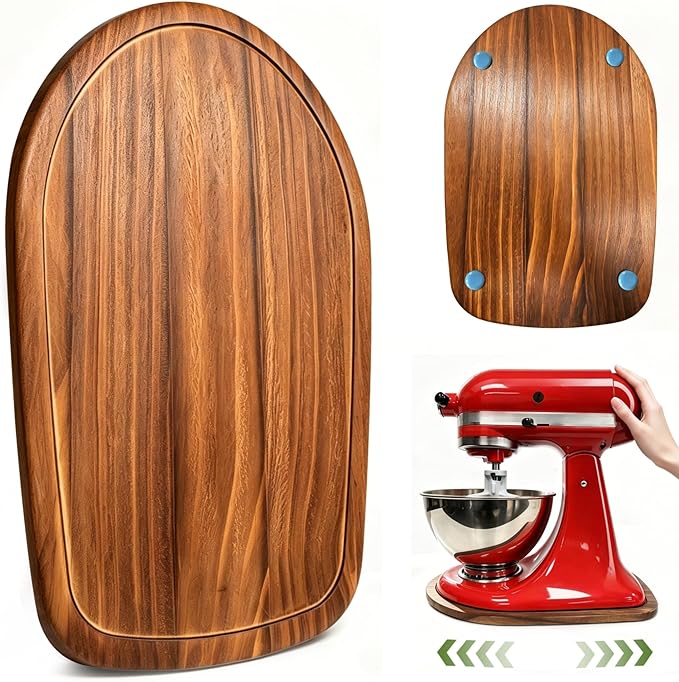 Mixer Slider for Kitchenaid Mixer 4.5-5 Qt Tilt Head Stand Mixer Pine Wood Countertop Appliance Sliding Tray Mover Sliding Caddy for Kitchen Aid Slider Mat Accessories Attachments Brown