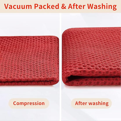 Homaxy 100% Cotton Waffle Weave Kitchen Dish Cloths, Ultra Soft Absorbent Quick Drying Dish Towels, 12 x 12 Inches, 24-Pack, Brick Red