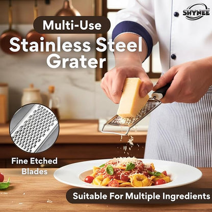4PCs Kitchen Essentials Set – Premium Quality Lemon Squeezer, Garlic Press, Stainless Steel Whisk, Multi-Use Grater, Cheese Grater – Durable, Easy to Clean Cooking Tools Set for Everyday Meal Prep