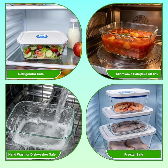 Elmond Glass Vacuum Containers (3-Size Set S M L)– Universal Compatible with Nozzles 2.4-3.8cm/0.95-1.5 in – For Handheld & Desktop Sealers