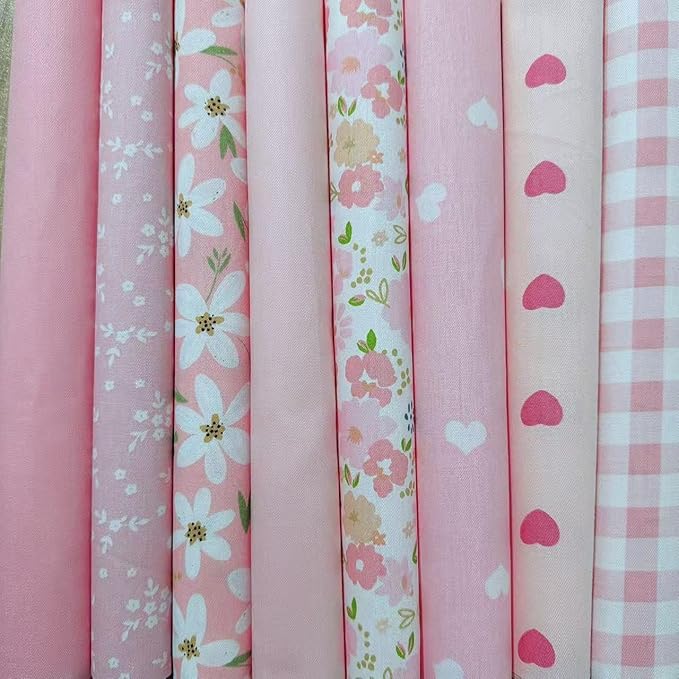 7 pcs 20" x 20" Cotton Fabric DIY Making Supplies Quilting Patchwork Fabric Fat Quarter Bundles DIY for Quilting Cotton Patchwork Cushions (8pcs Love Flowers, 20" x 20")