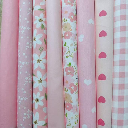 7 pcs 20" x 20" Cotton Fabric DIY Making Supplies Quilting Patchwork Fabric Fat Quarter Bundles DIY for Quilting Cotton Patchwork Cushions (8pcs Love Flowers, 20" x 20")