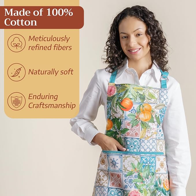 Maison d' Hermine 100% Cotton Apron for women with Pocket Kitchen Chef Apron for Men Cooking Spring Summer