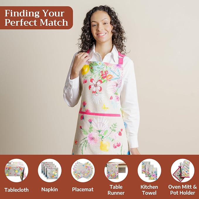 Maison d' Hermine 100% Cotton Apron for women with Pocket Kitchen Chef Apron for Men Cooking Spring Summer