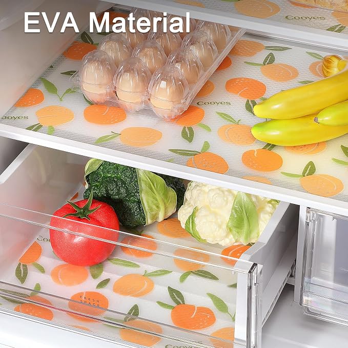Cooyes Shelf Liner, Non-Adhesive Waterproof Drawer Liner, Durable Easy-to-Cut EVA Shelf Paper for Kitchen Cabinets, Refrigerator, Cupboard, and Dresser (17.5 Inch W x 120 Inch L, Peaches)