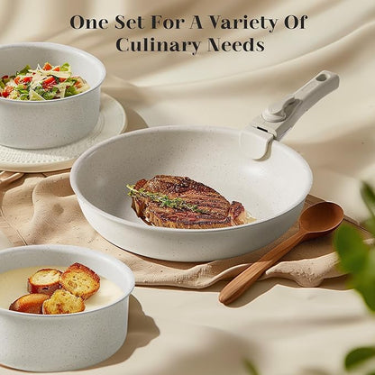 13 Pcs Pots and Pans Set, Nonstick Cookware Set with Lids and Detachable Handle, PFAS & PFOA Free, Non-Toxic Healthy Kitchen Cooking Set