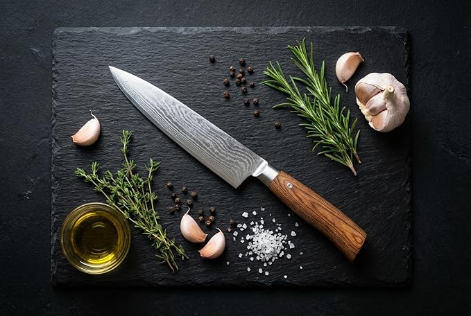 Damascus Chef Knife 8 Inch, Professional Kitchen Knife with VG10 Steel Core 67 Layers, Full Tang Cooking Knife with Ergonomic Walnut Handle, Gift Box Included