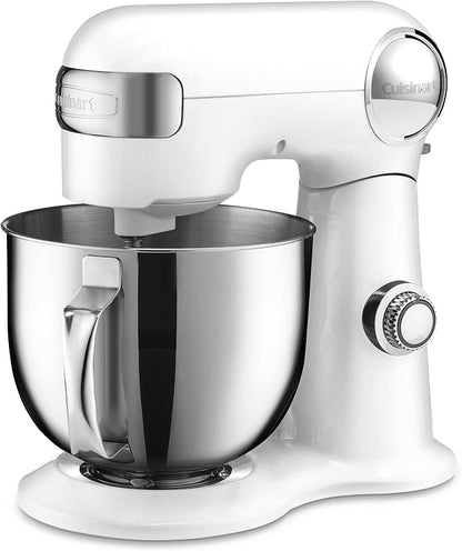 Cuisinart Stand Mixer, 12 Speed, 5.5 Quart Stainless Steel Bowl, Chef’s Whisk, Mixing Paddle, Dough Hook, Splash Guard w/ Pour Spout, White Linen, SM-50NAS, Manual