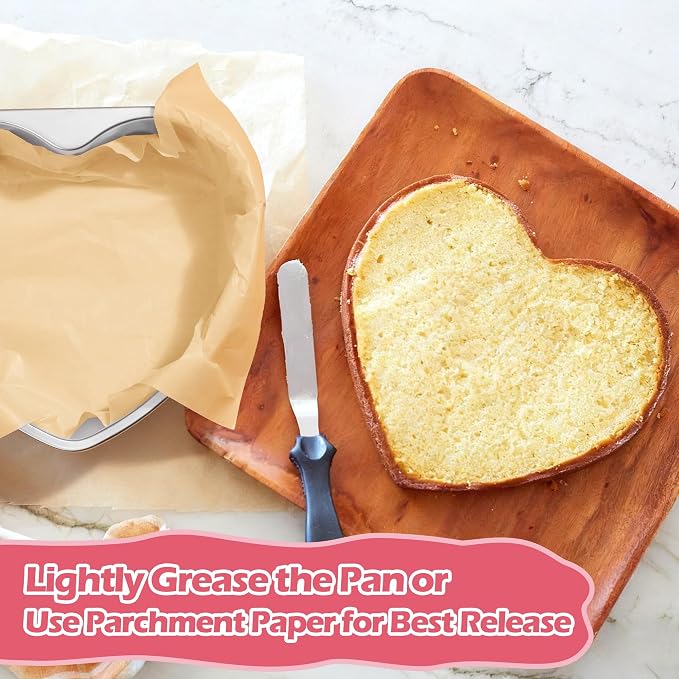 E-far 8 Inch Heart Cake Pan, 3Pcs Stainless Steel Heart Shaped Cake Mold, Cake Tin Baking Pan for Valentine's Day Anniversaries Wedding, Non-Toxic & Dishwasher Safe