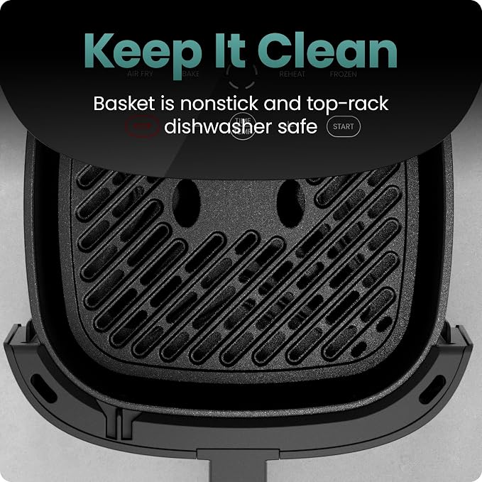 Chefman TurboX 4-in-1 Air Fryer, 5-Quart Airfryer for Extra Crispy Chicken, Fries, Wings, and More, Air Fry, Bake, Reheat, and Frozen Functions, Digital Touch Controls, Dishwasher Safe - Gray