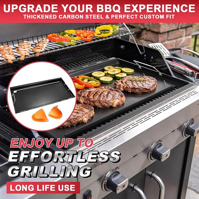 6789 Genesis II 400 Full Size Griddle Insert for Weber GS4 II 400 Series Grills Parts Genesis 2 E-410 S410 E-435 S-435 E-440 S-440 LX E/S-440 Flat Top Griddle with Handles, Carbon Steel for 66097