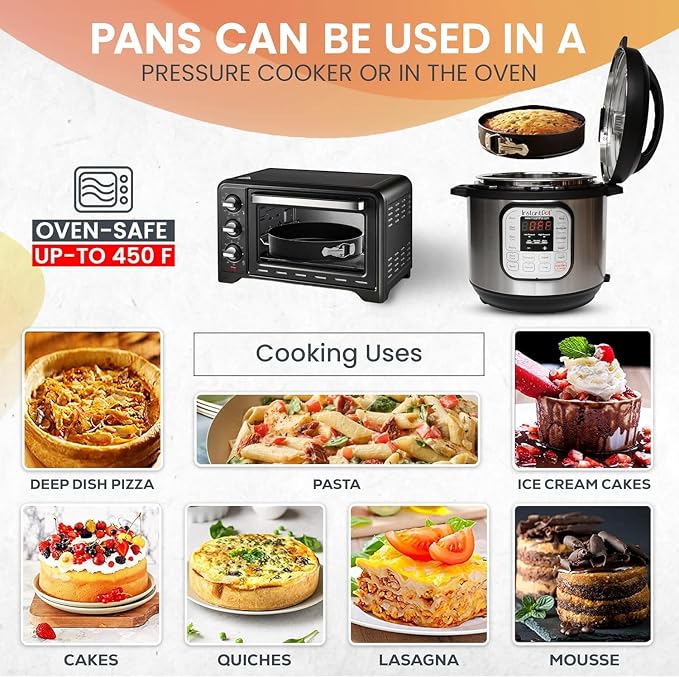RFAQK 8 Inch Springform Pan Nonstick Leakproof - Spring Form Pan for Cheesecake with Removable Bottom, Include 50pcs Parchment Paper, Recipe E-Book - Perfect for Baking Cheese Cakes, Pizzas, & More!