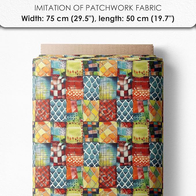 Patchwork Boat Cotton Fabric Panel – Six 10×10 inch Designs + Bonus 29.5×19.6 inch Patchwork Sheet, 100% Turkish Cotton 140 GSM