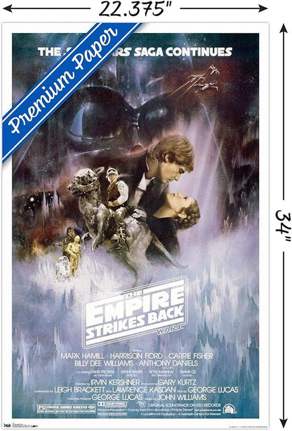 Trends International Star Wars: The Empire Strikes Back - The Saga Continues One Sheet Wall Poster, 22.375" x 34", Premium Poster & Clip Bundle