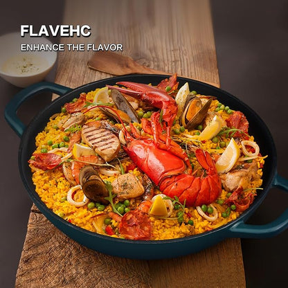 Flavehc Braiser Enameled Cast Iron Braiser 2.25 QT, Cast Iron Braiser Pan with Lid for Bread Baking, Soup & One Pot Meals, Small Shallow Dutch Oven Casserole for Oven & Induction, Slateblue