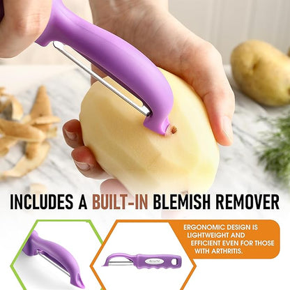 Spring Chef Premium Swivel Vegetable Peeler, Comfortable Handle and Ultra Sharp Stainless Steel Blades - Perfect Kitchen Peeler For Veggie, Fruit, Potato, Carrot, Apple - Orchid