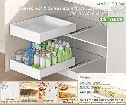MyLifeUNIT Wooden Pull Out Drawers for Cabinets, 18"W Fully Assembled Pull-Out Cabinet Organizer Shelves, Soft Close Slide Out Drawer for Kitchen Cabinet
