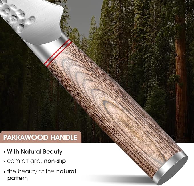 Huusk Boning Knife for Meat Cutting, 6.5" Hand Forged Japanese Fillet Knife for Meat Fish Poultry, Deboning Butcher Knives for Processing with Ergonomic Pakkawood Handle, Gift Box for Cooking lovers