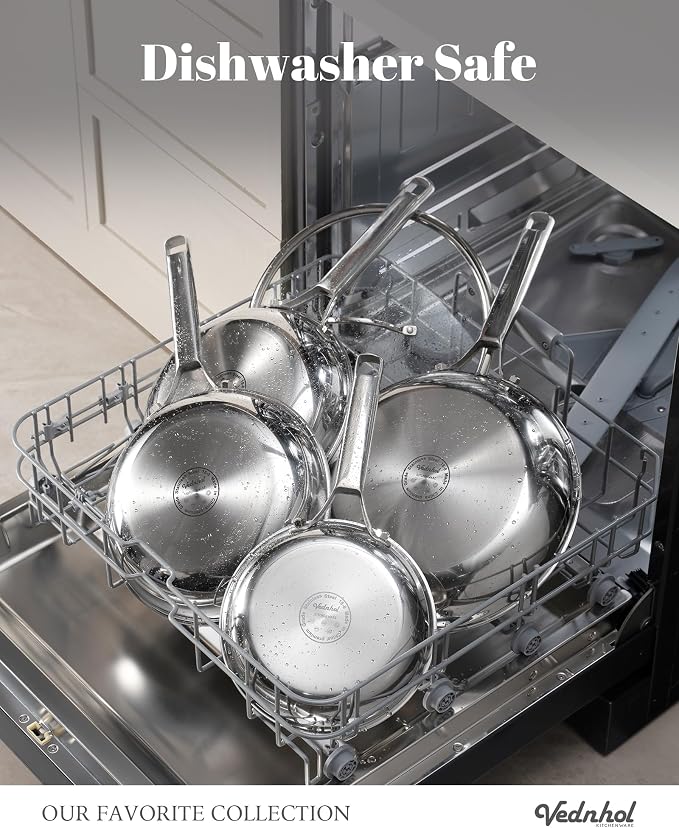 Stainless Steel Pan with Lid,12 Inch Stainless Steel Frying Pan,Tri-Ply Stainless Steel Skillet,Steel Pan for Cooking,PFOA&PTFE Free,Dishwasher and Oven Safe,Induction&All Stove Compatible