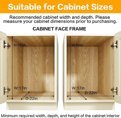 2-Tier Kitchen Cabinet Pull Out Shelf and Drawer Organizer Slide Out Pantry Storaqe Basket in Multiple Sizes (16" W x 21" D)