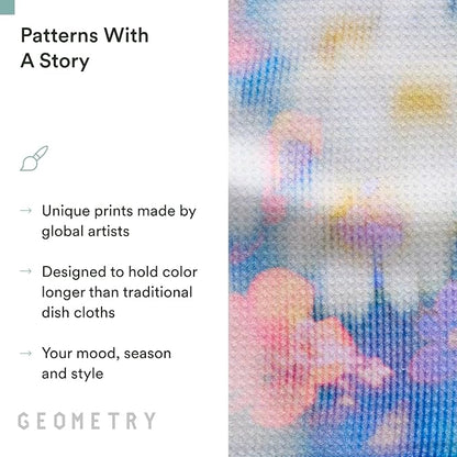 GEOMETRY Kitchen Dish Cloths - Spring & Summer Collection - Premium Dishcloths with Geoweave - Absorbent & Fast Drying Kitchen Towels - Soft Floral, 10" x 10" - 3-Pieces
