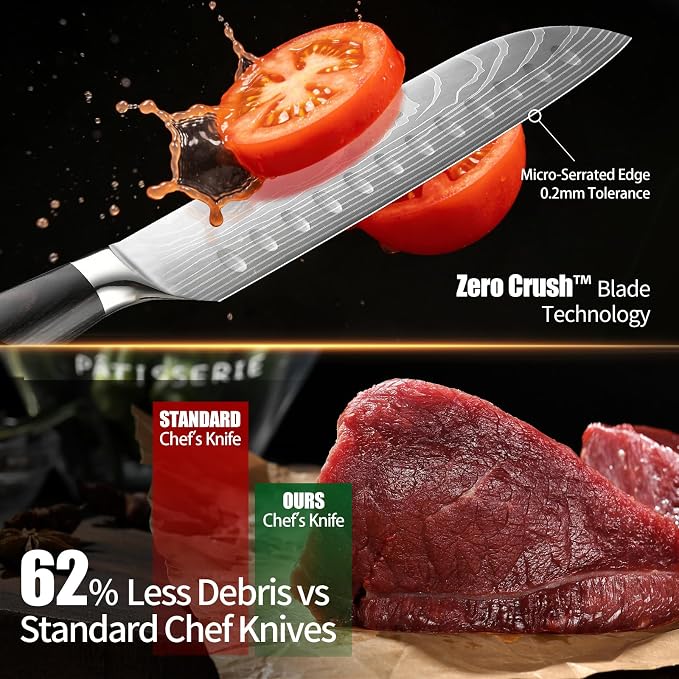 Santoku Knife 7 Inch - Ultra Sharp Japanese Steel Kitchen Knife, All-Purpose Chef Knife with Ergonomic Handle, Perfect for Slicing, Dicing, and Chopping, Luxury Gift Box Included