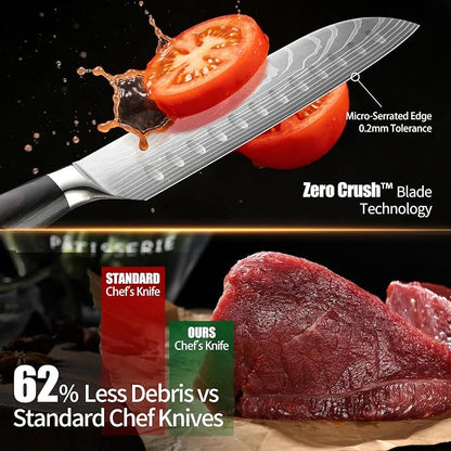 Santoku Knife 7 Inch - Ultra Sharp Japanese Steel Kitchen Knife, All-Purpose Chef Knife with Ergonomic Handle, Perfect for Slicing, Dicing, and Chopping, Luxury Gift Box Included