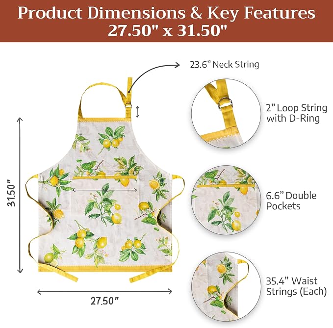Maison d' Hermine 100% Cotton Apron for women with Pocket Kitchen Chef Apron for Men Cooking Spring Summer
