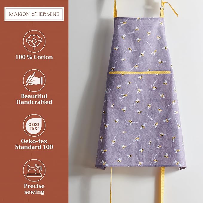 Maison d' Hermine 100% Cotton Apron for women with Pocket Kitchen Chef Apron for Men Cooking Spring Summer