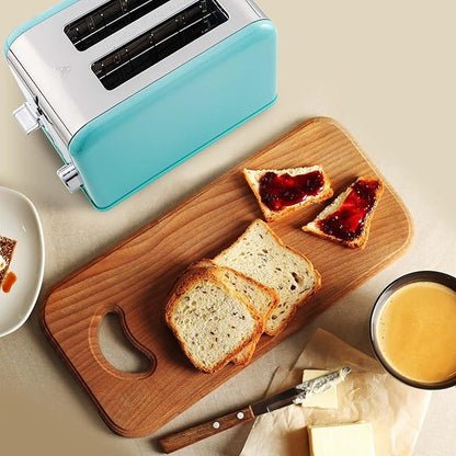 OVENTE 2-Slice Electric Toaster, 825W with 6 Browning Settings, Bagel, Defrost, Cancel Functions, Extra-Wide Slots, Stainless Steel Retro Countertop Toaster, Turquoise TS2450T