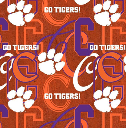Clemson University Tigers Fabric – Officially Licensed Clemson University Cotton Quilting Fabric by Sykel Enterprises, Precut Yardage for Sewing & Crafts Letters