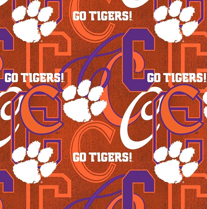 Clemson University Tigers Fabric – Officially Licensed Clemson University Cotton Quilting Fabric by Sykel Enterprises, Precut Yardage for Sewing & Crafts Letters
