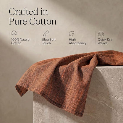 Urban Villa Kitchen Towels 100% Cotton Dish Towels for Kitchen(Set of 8)20”x30” Dish Cloths Absorbent Kitchen Linen Set with Hanging Loop Perfect for Drying Dishes Cleaning Hand Towels – Orange/Black