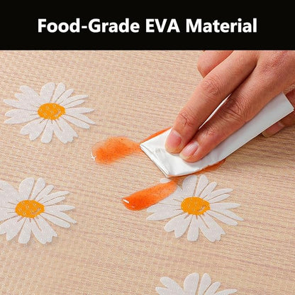 INNOLITES Shelf Liners for Kitchen Cabinets – Drawer Liner Waterproof & Oil-Proof, Non-Adhesive EVA with Floral Pattern – Durable Washable, Easy to Clean (Clean Daisy, 17.5" x 78.7")