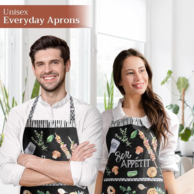 Maison d' Hermine 100% Cotton Apron for women with Pocket Kitchen Chef Apron for Men Cooking Spring Summer